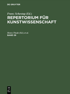 cover image of Repertorium für Kunstwissenschaft. Band 29